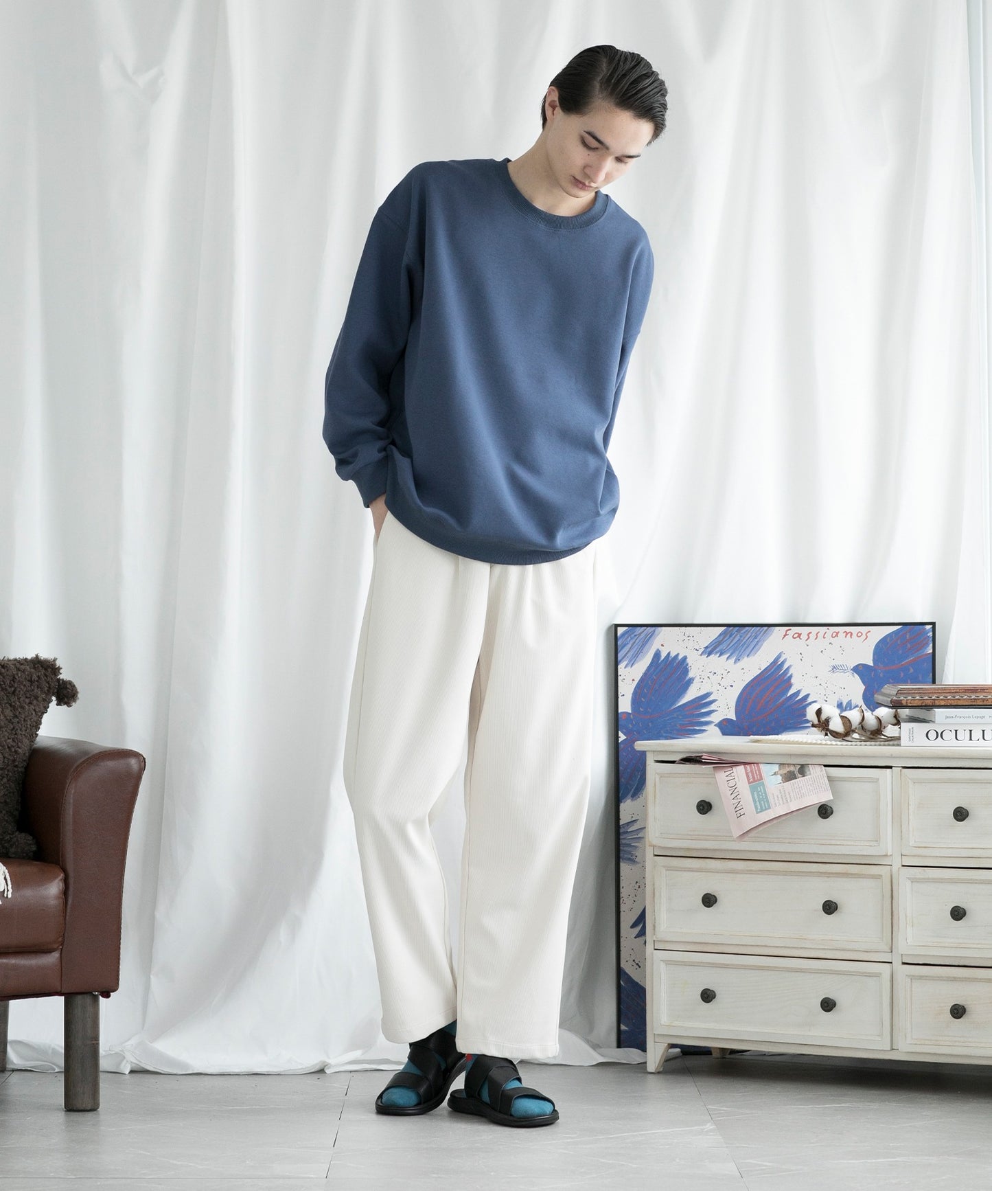 【aimoha MEN】SLIM STRAIGHT SLACKS スリムストレートスラックス