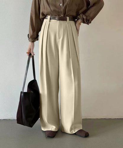aimoha /ストレート ダブルタック ワイドパンツ