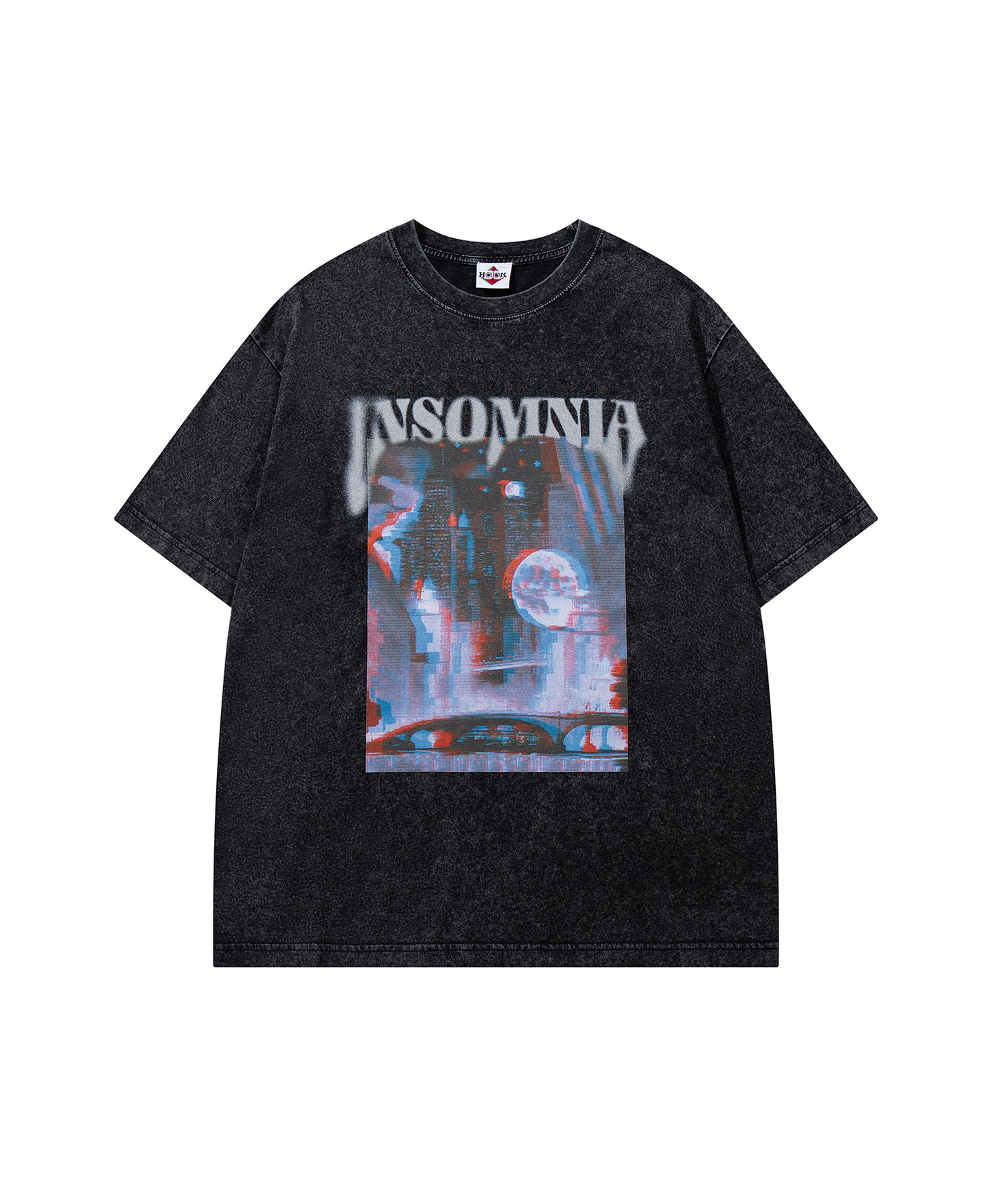 HOOK -original-　INSOMNIA　ウォッシュ加工ヴィンテージ風 ビッグTEE