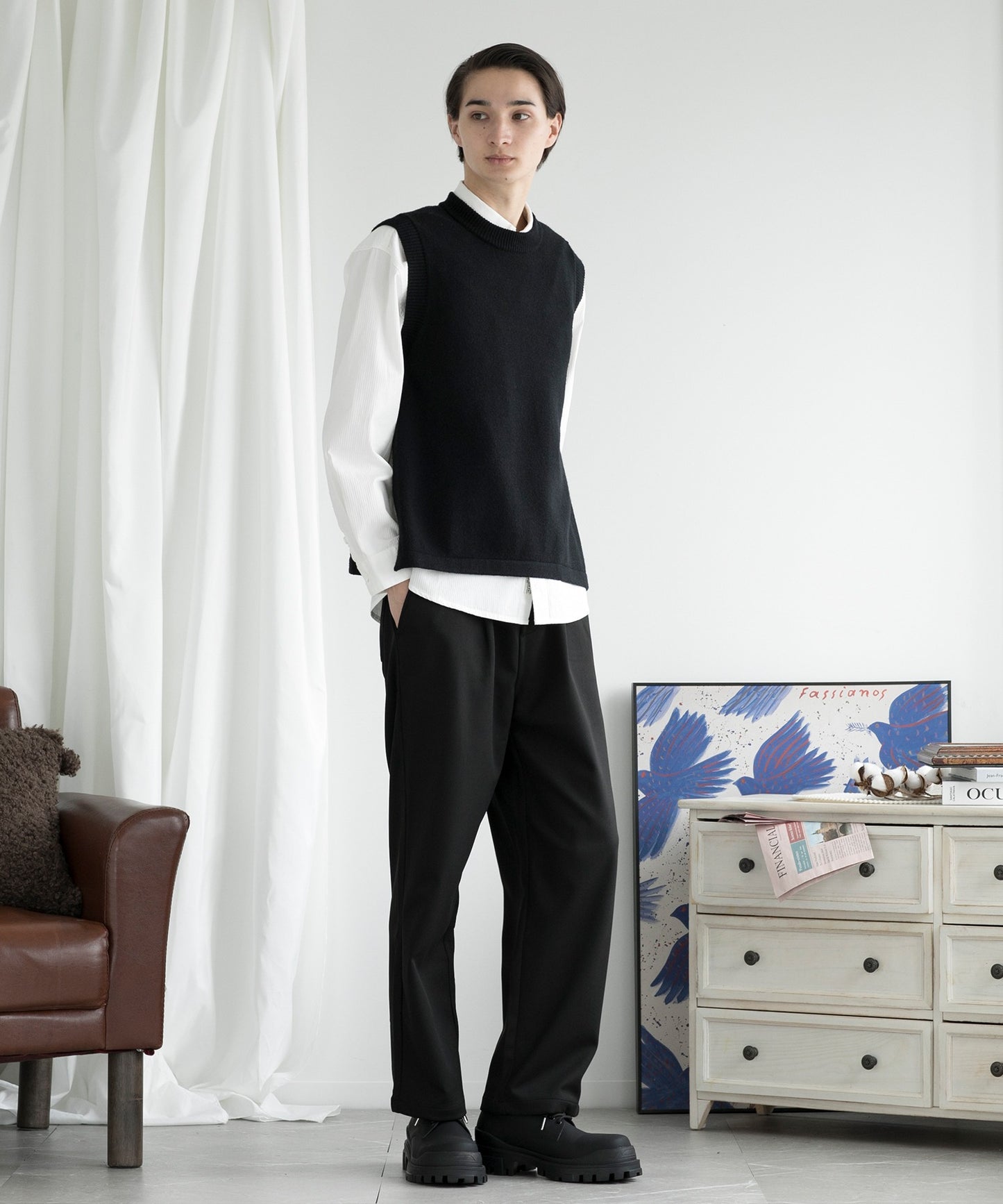 【aimoha MEN】SLIM STRAIGHT SLACKS スリムストレートスラックス