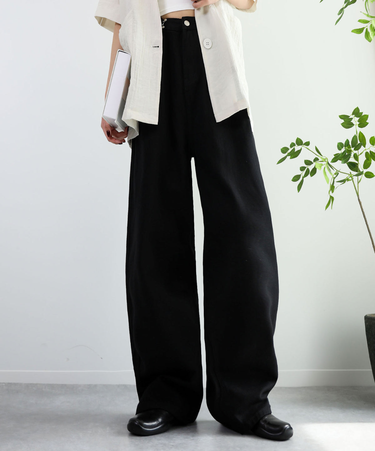 aimoha/2WAYジーンズデニム深めのウエストタックハイウエストデニムパンツ