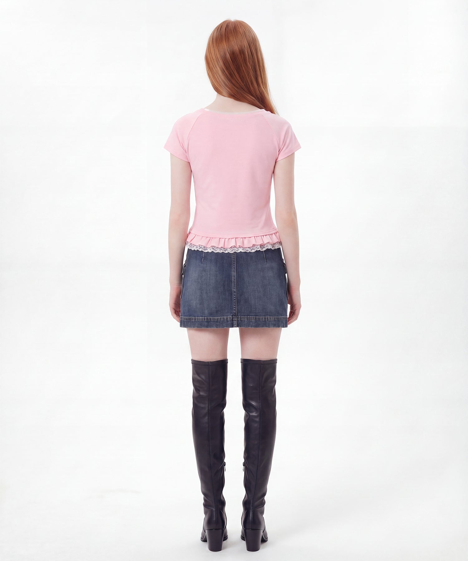 HOOK for girls　立体フリル裾レース半袖トップス (SS)