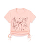 【HOOK】for　girls　裾シャーリングリボンプリント半袖TEE