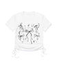 【HOOK】for　girls　裾シャーリングリボンプリント半袖TEE