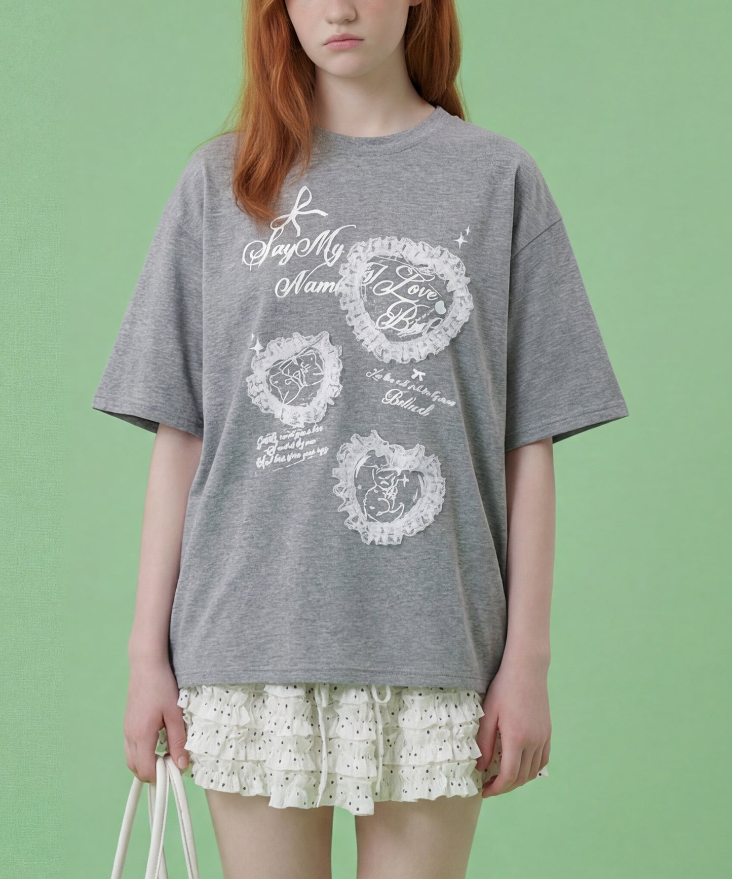 HOOK for girls　レースフリルハート ビッグTシャツ (SS)