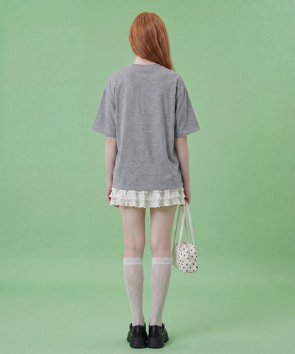 HOOK for girls　レースフリルハート ビッグTシャツ (SS)