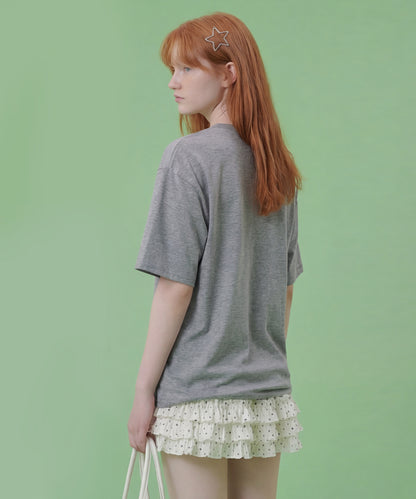 HOOK for girls　レースフリルハート ビッグTシャツ (SS)