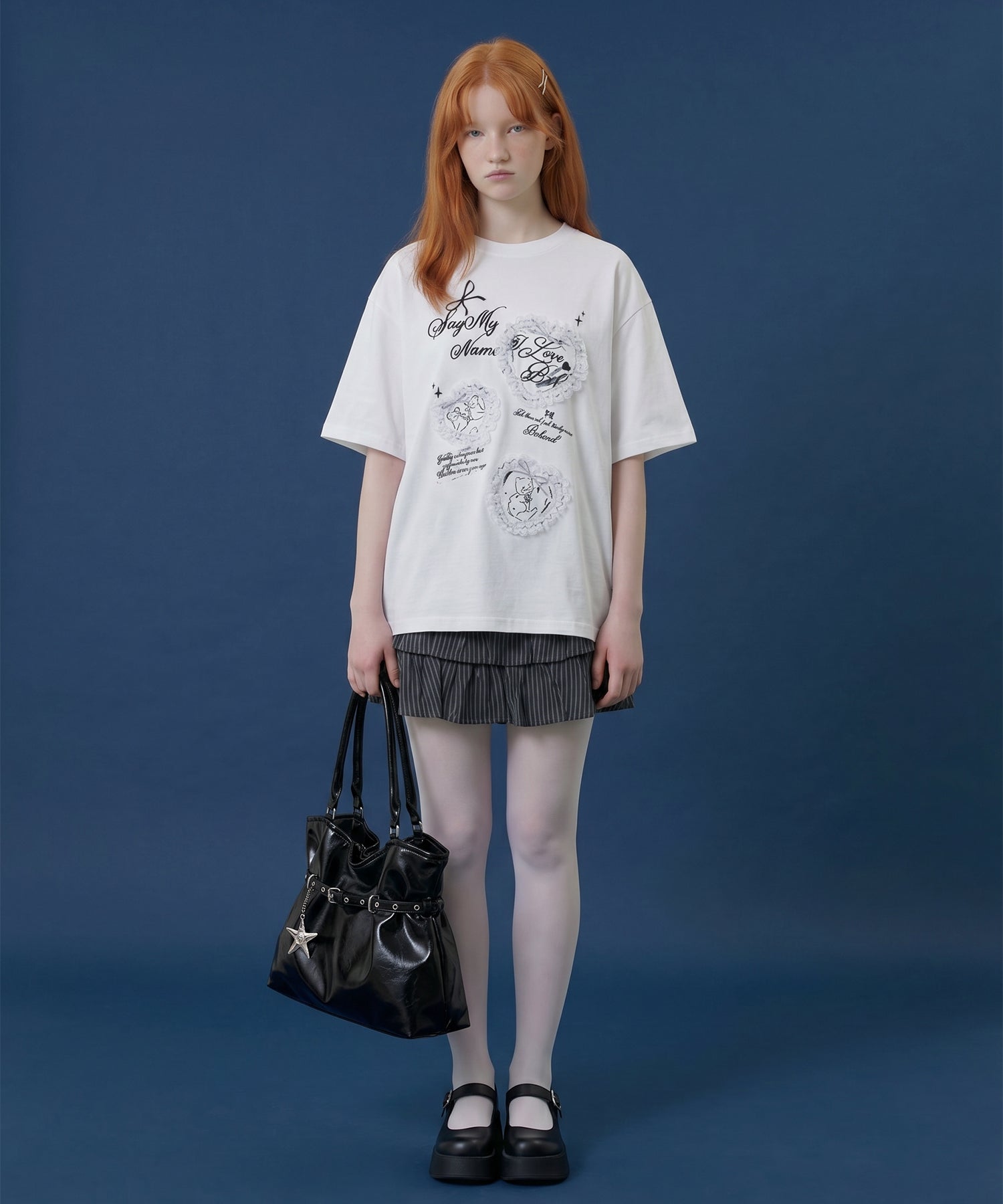 HOOK for girls　レースフリルハート ビッグTシャツ (SS)