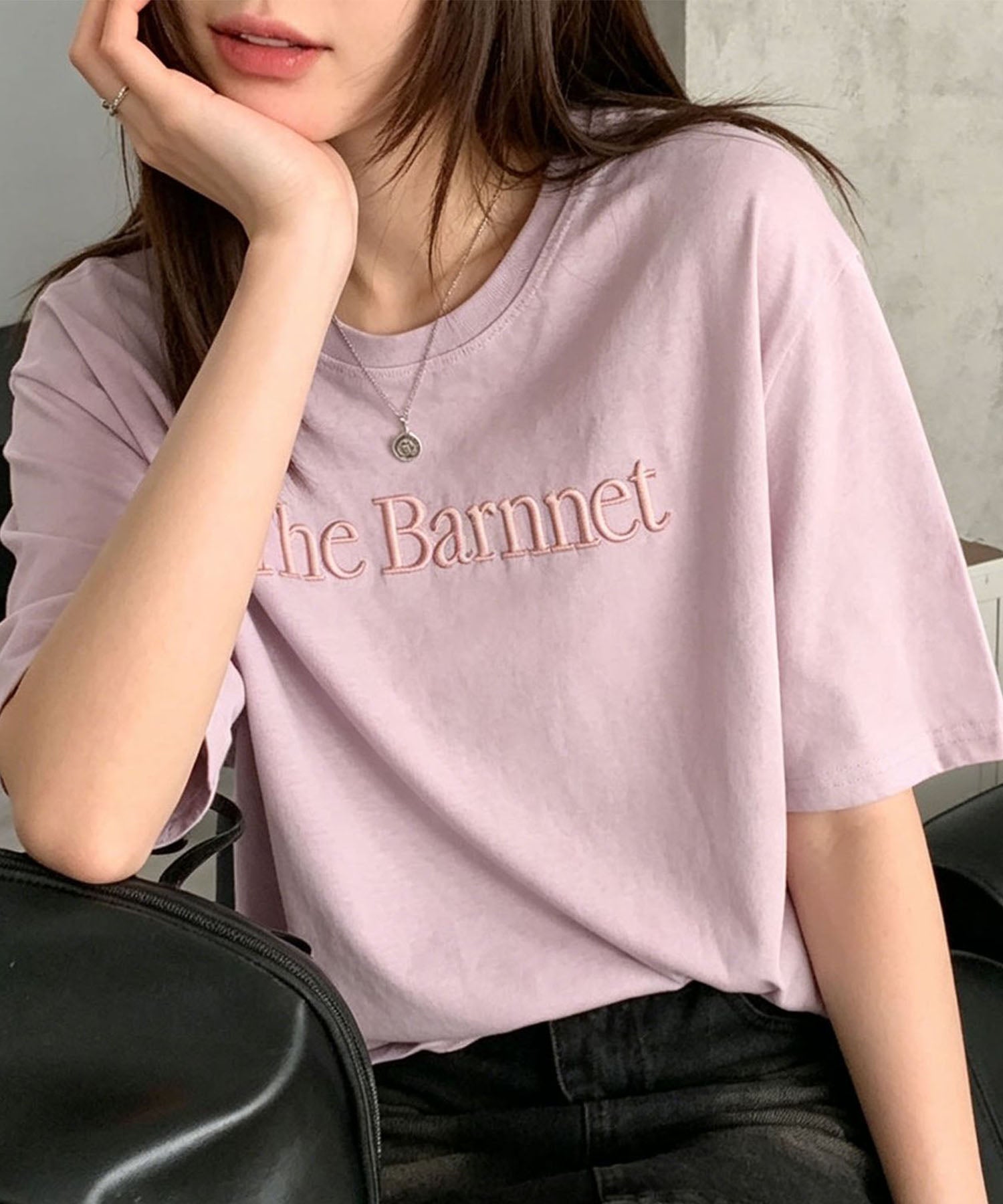 aimoha/英字刺繍ロゴTシャツ