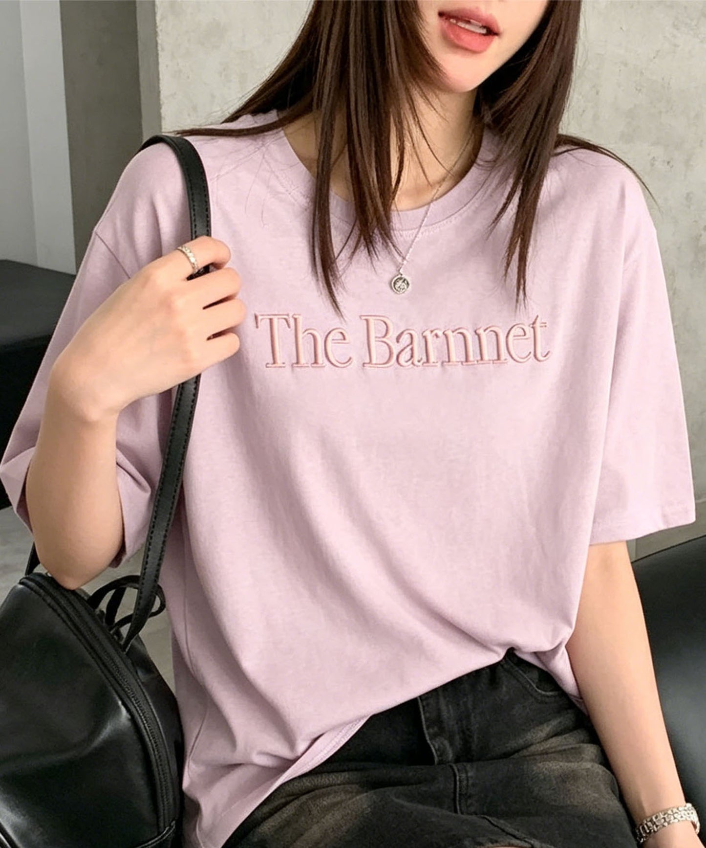 aimoha/英字刺繍ロゴTシャツ