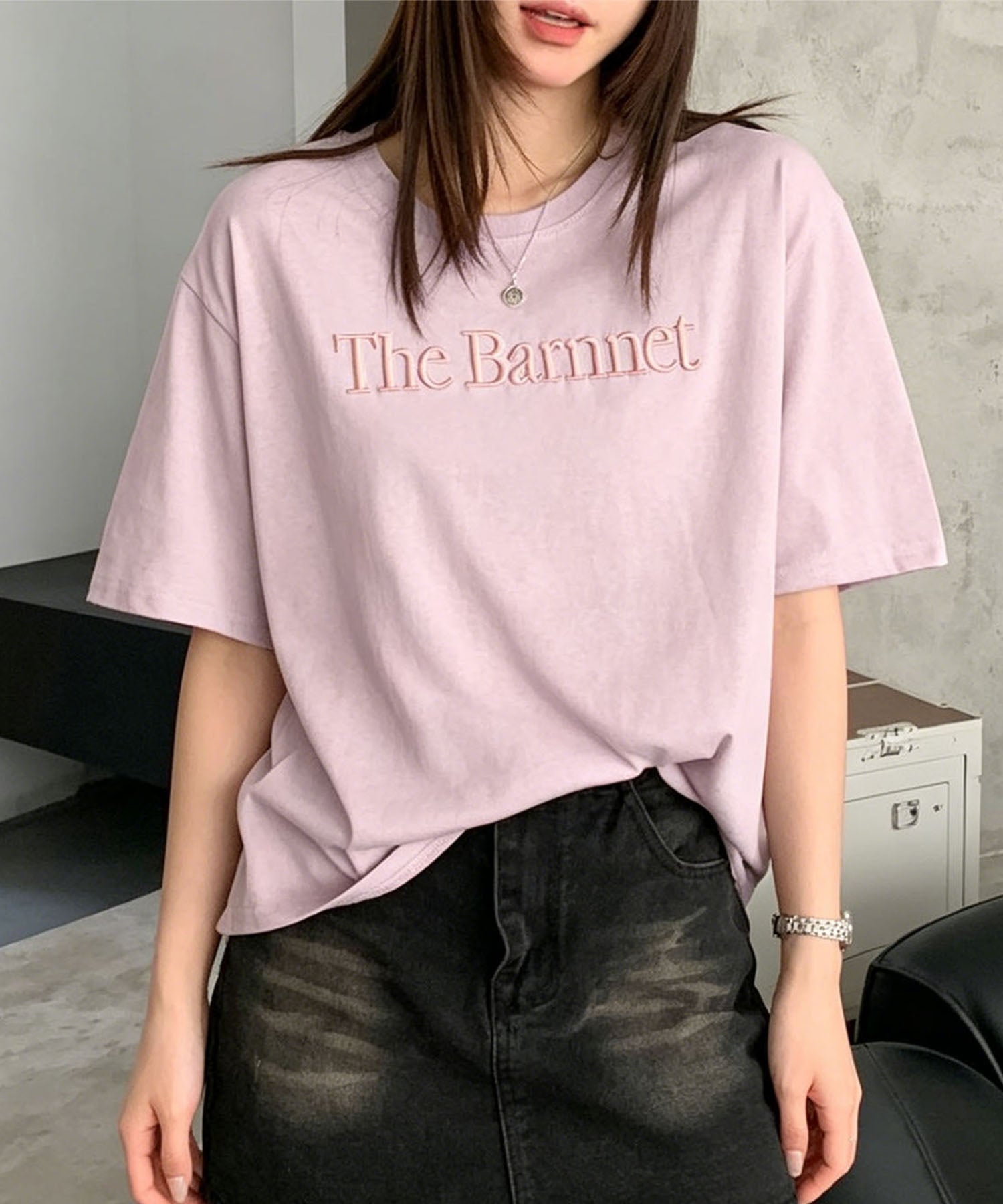 aimoha/英字刺繍ロゴTシャツ