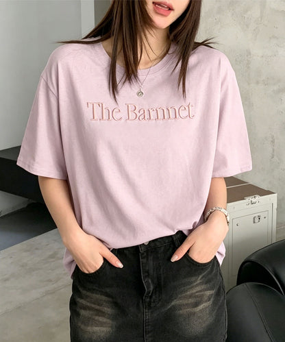 aimoha/英字刺繍ロゴTシャツ