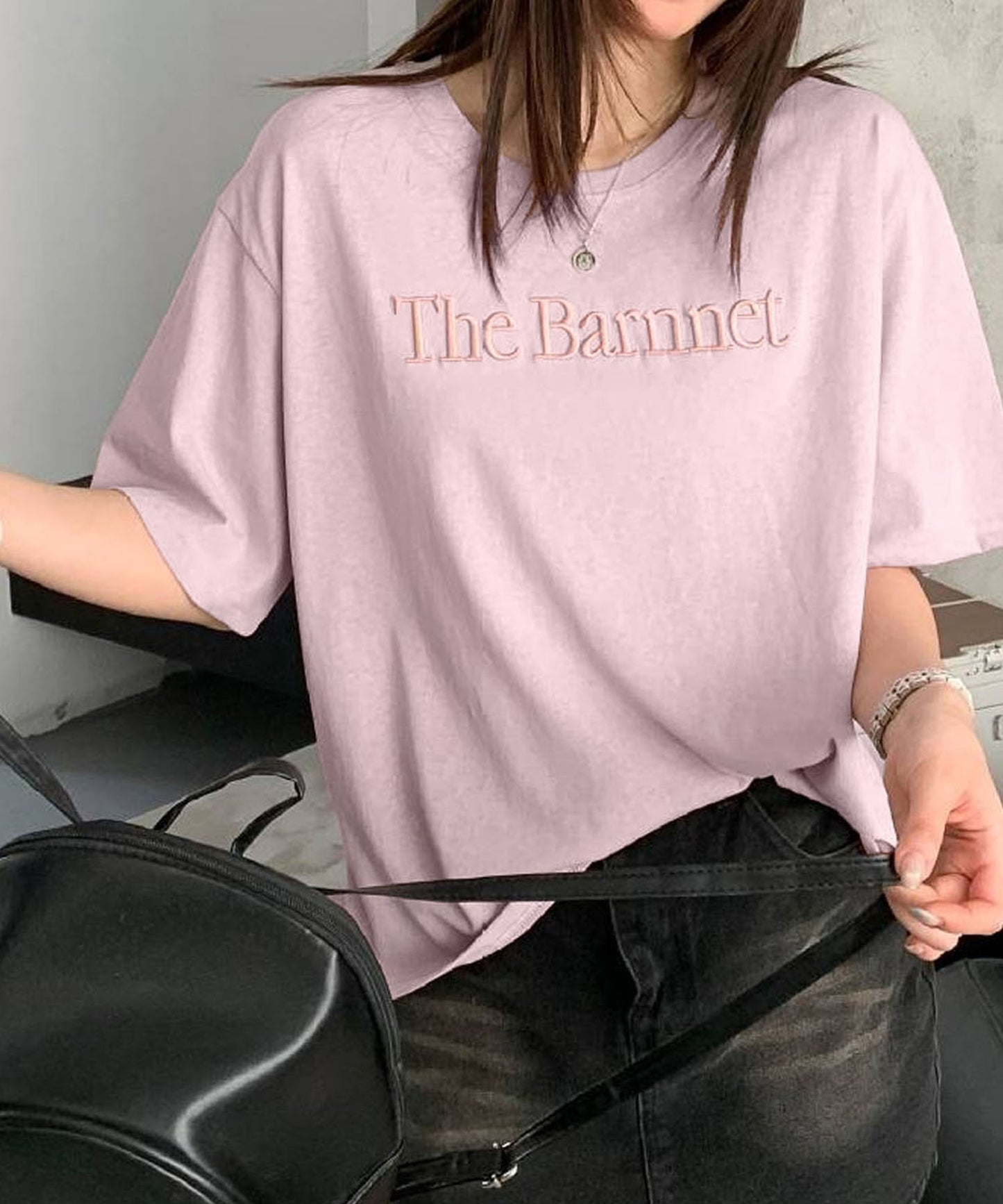 aimoha/英字刺繍ロゴTシャツ