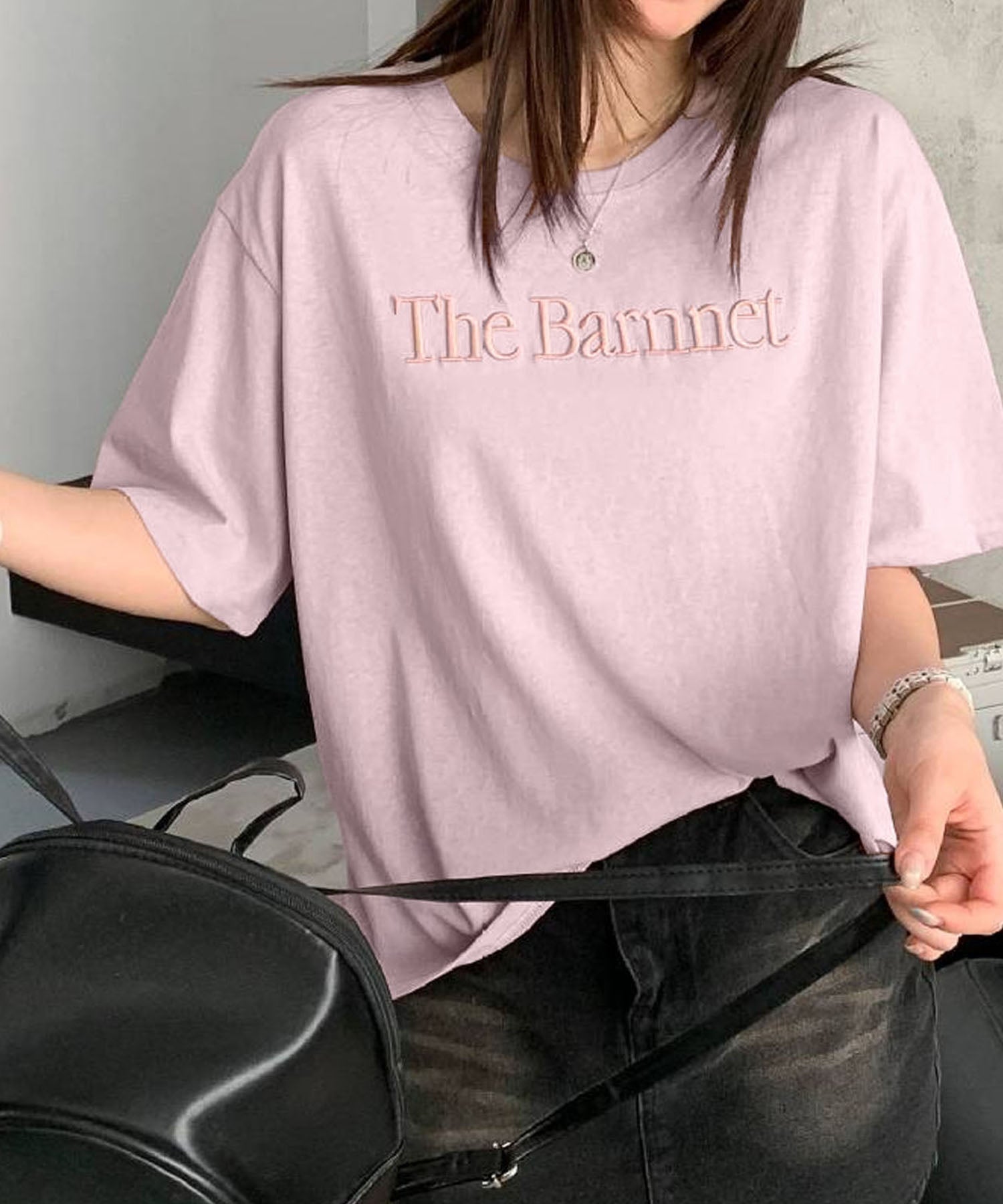 aimoha/英字刺繍ロゴTシャツ