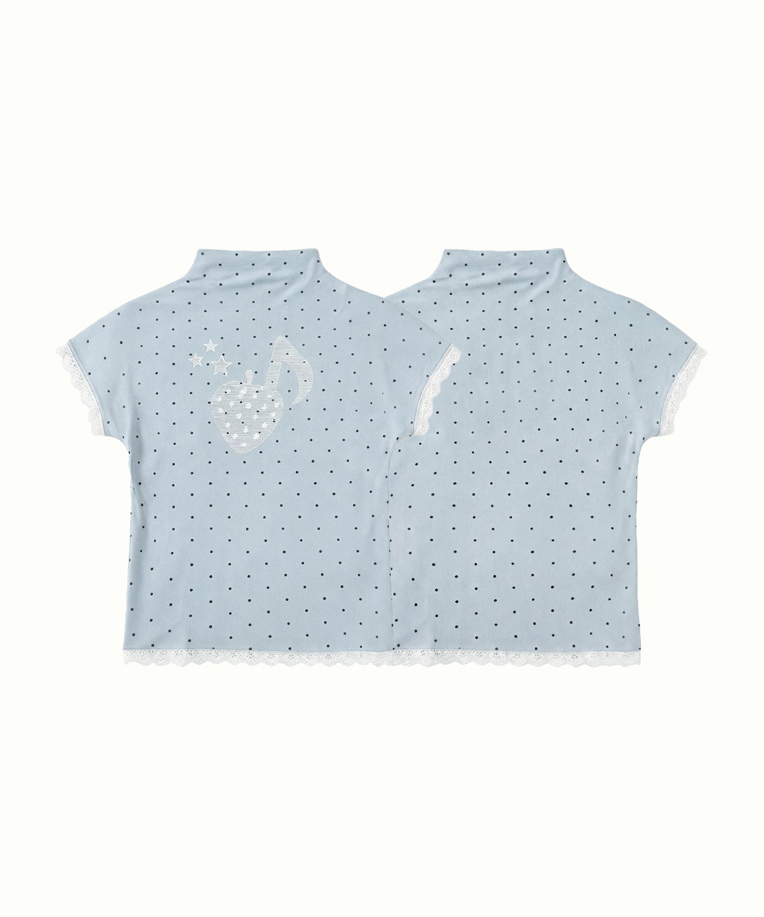 HOOK for girls　総ドット柄 タートルネック 半袖スリムトップス (SS)