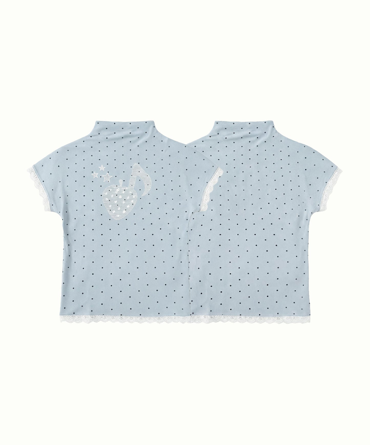 HOOK for girls　総ドット柄 タートルネック 半袖スリムトップス (SS)