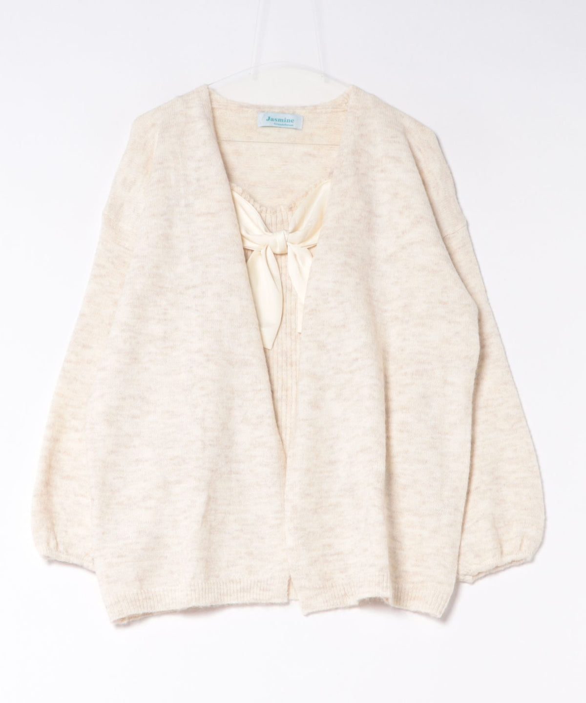 Jasmine Grandiflorum/リボンニットキャミロングカーデセット