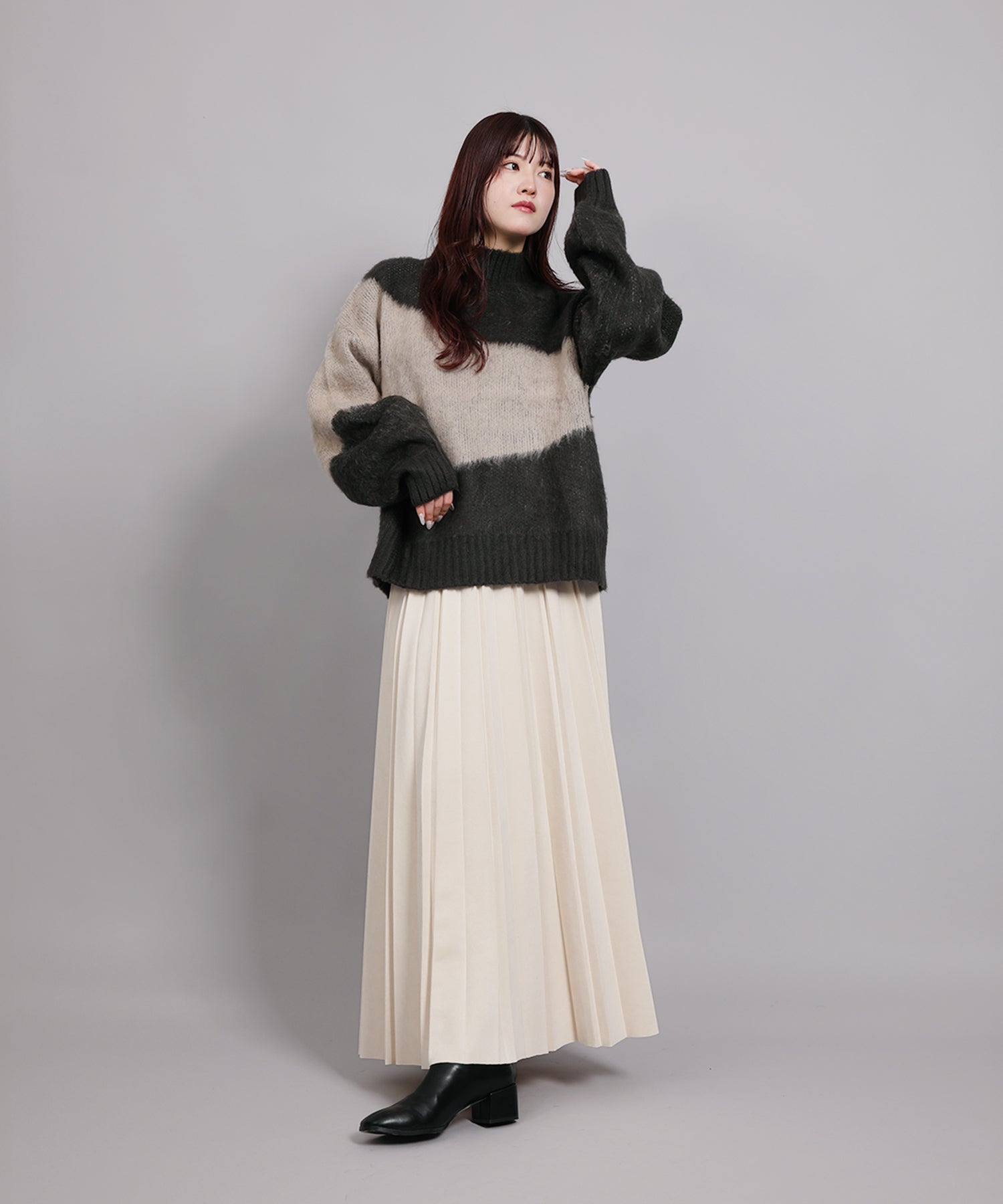 ニュアンス柄起毛モックネックPO