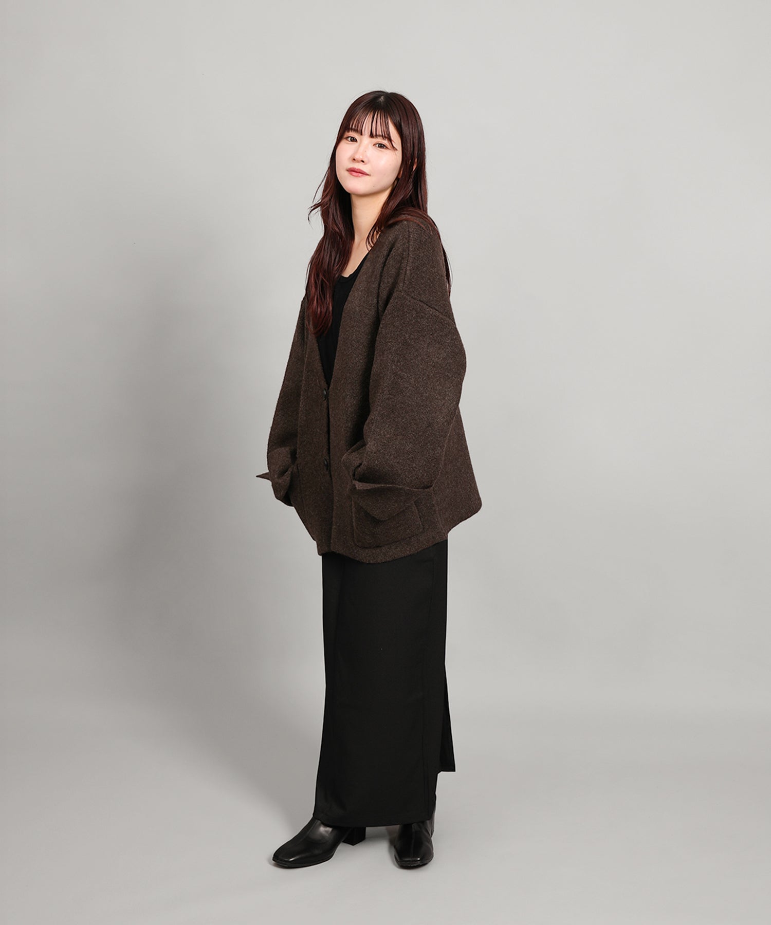 5Gヤクタッチワイドスリーブニットジャケット