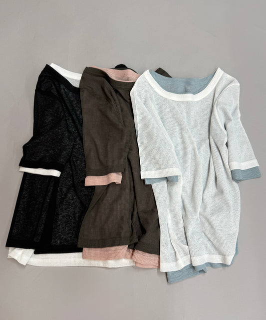 aimoha/シアーテレコTシャツ 2枚SET