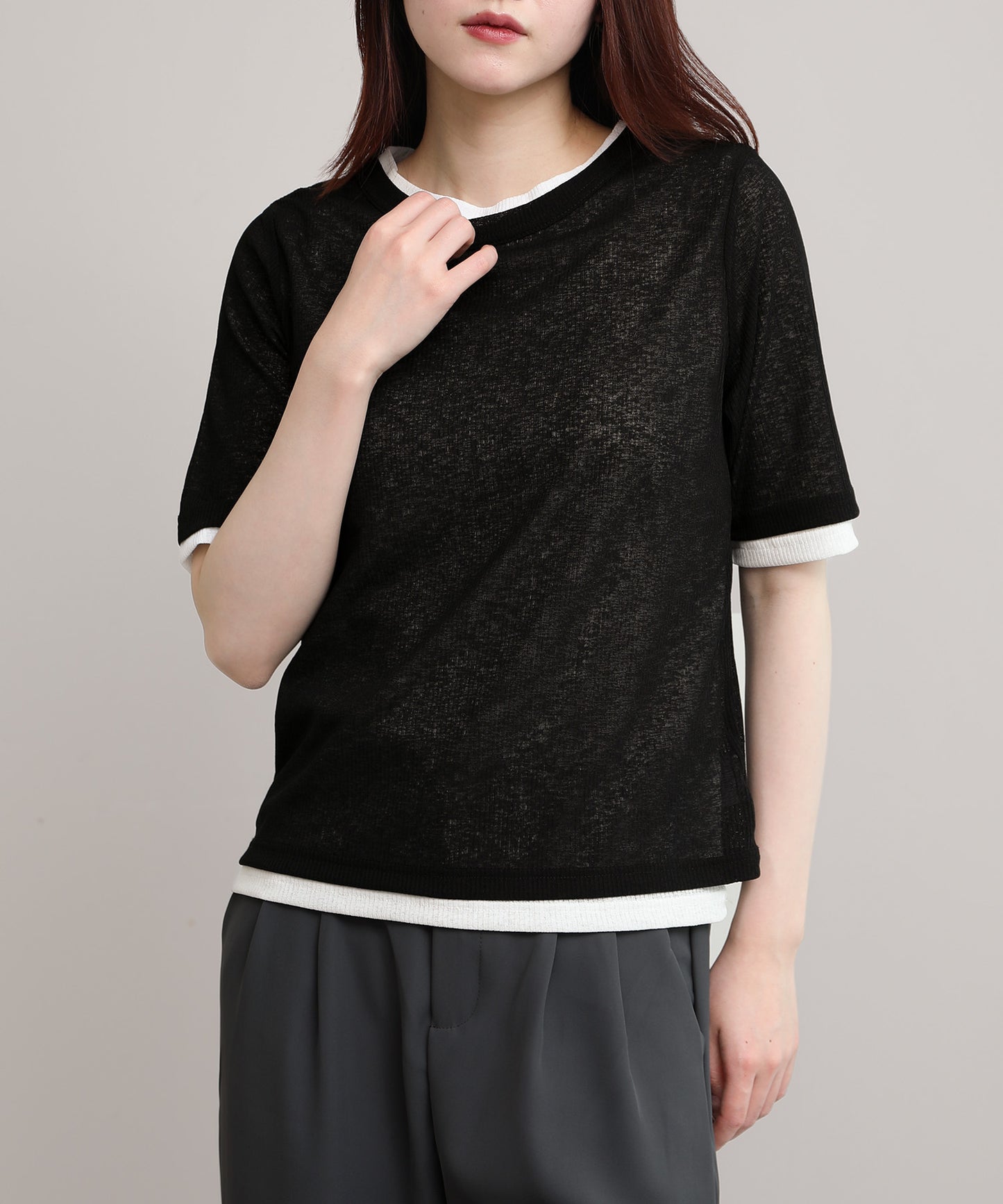 aimoha/シアーテレコTシャツ 2枚SET