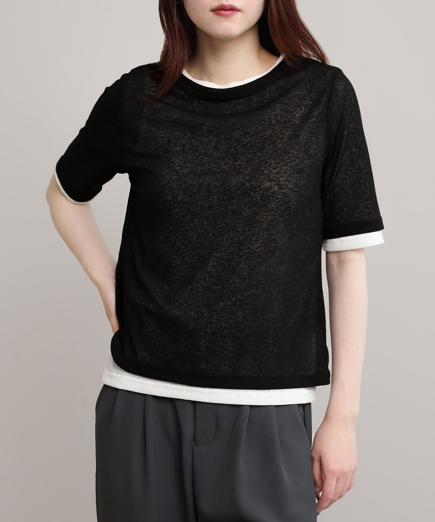 aimoha/シアーテレコTシャツ 2枚SET