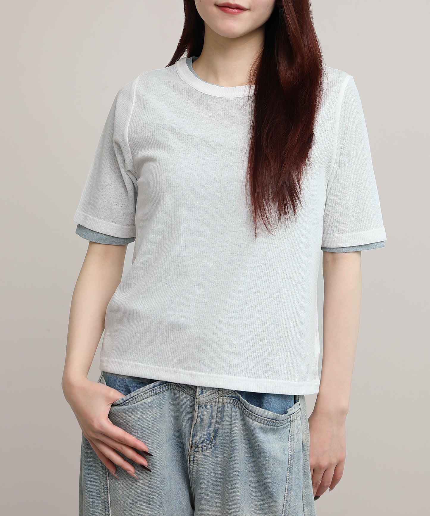 aimoha/シアーテレコTシャツ 2枚SET
