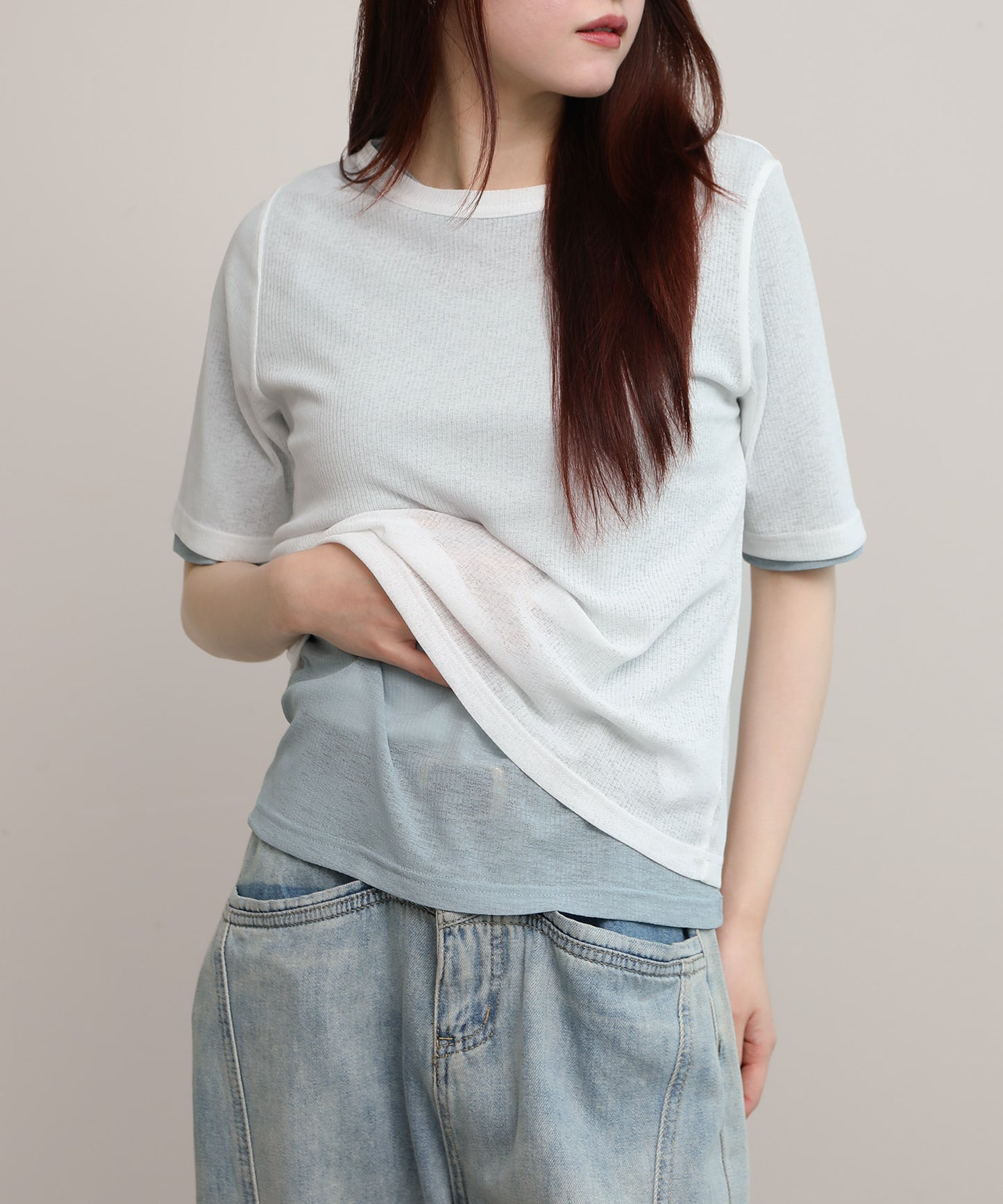aimoha/シアーテレコTシャツ 2枚SET