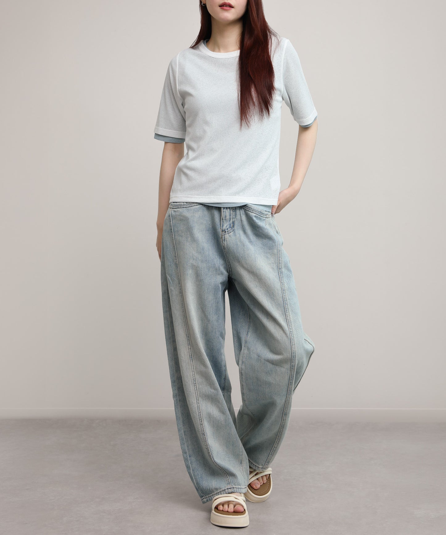 aimoha/シアーテレコTシャツ 2枚SET