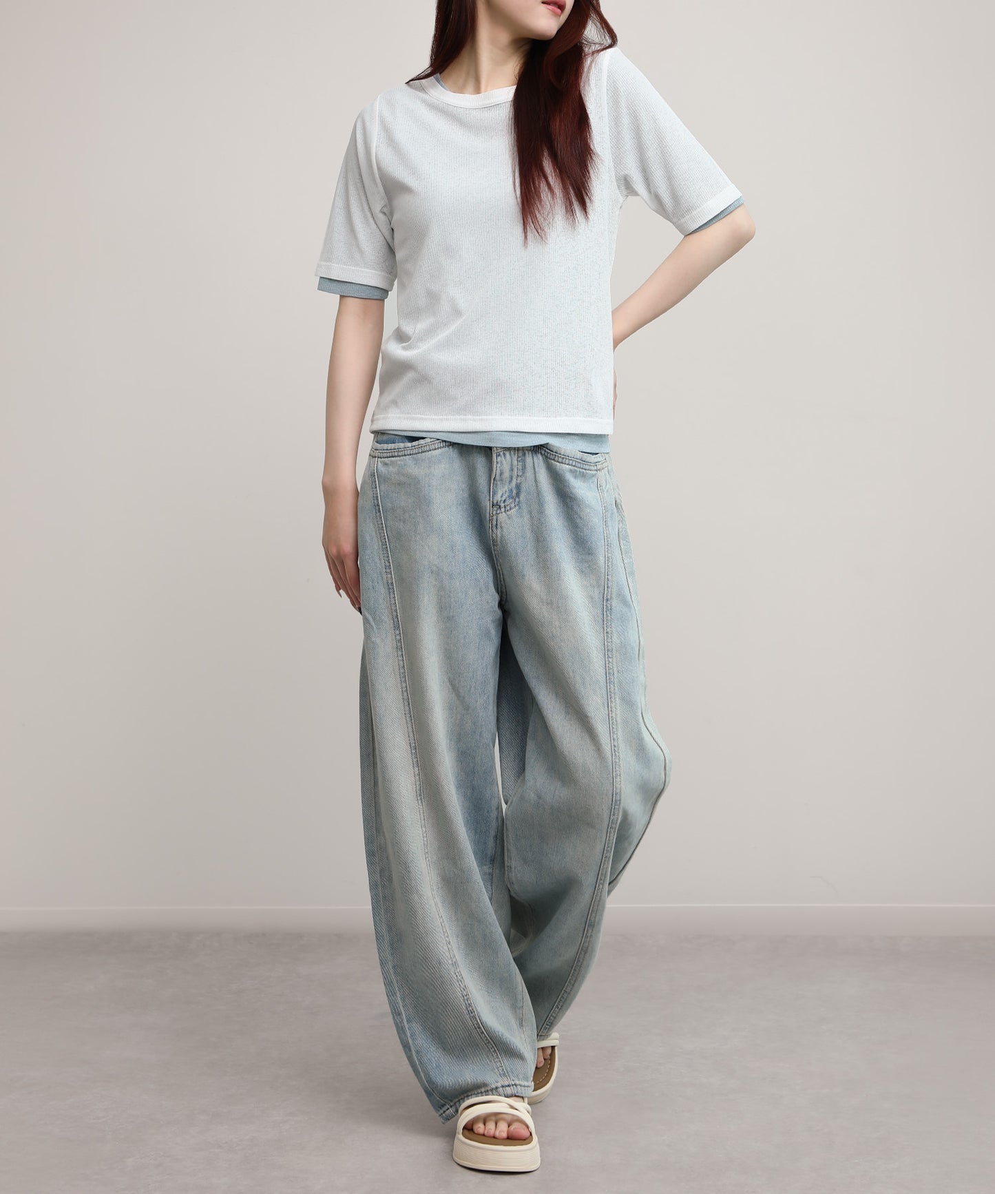 aimoha/シアーテレコTシャツ 2枚SET