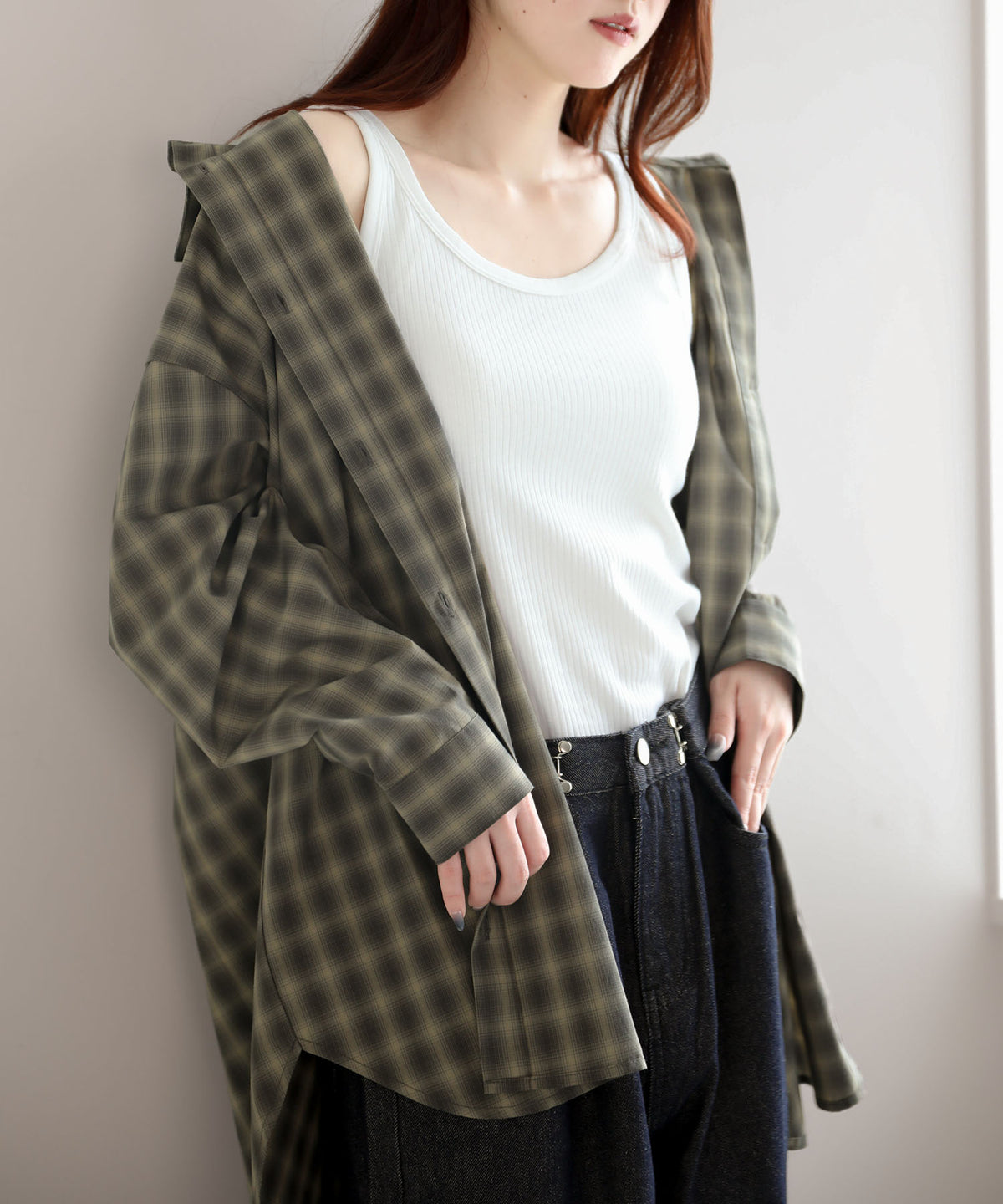 aimoha/オーバーサイズチェックシャツ