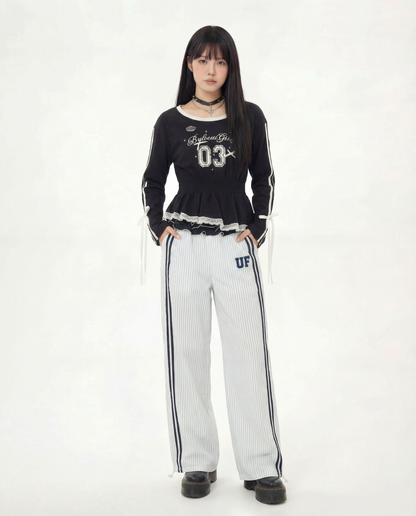 HOOK for girls リボン×ナンバーーリングロゴ　ロンT