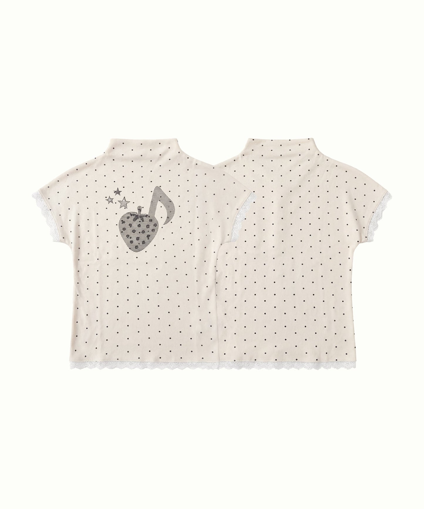 HOOK for girls　総ドット柄 タートルネック 半袖スリムトップス (SS)