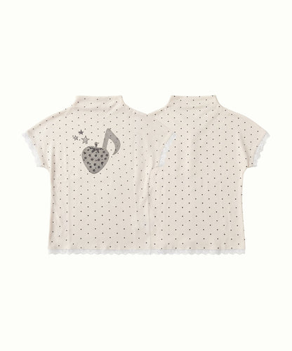 HOOK for girls　総ドット柄 タートルネック 半袖スリムトップス (SS)