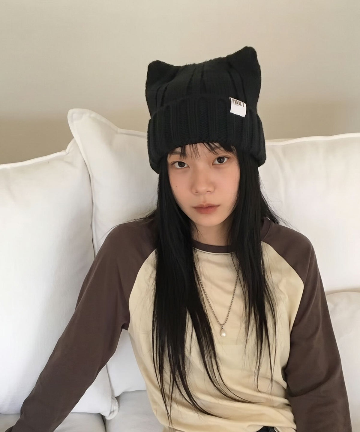 aimoha/猫耳リブニットキャップ
