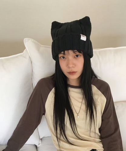aimoha/猫耳リブニットキャップ