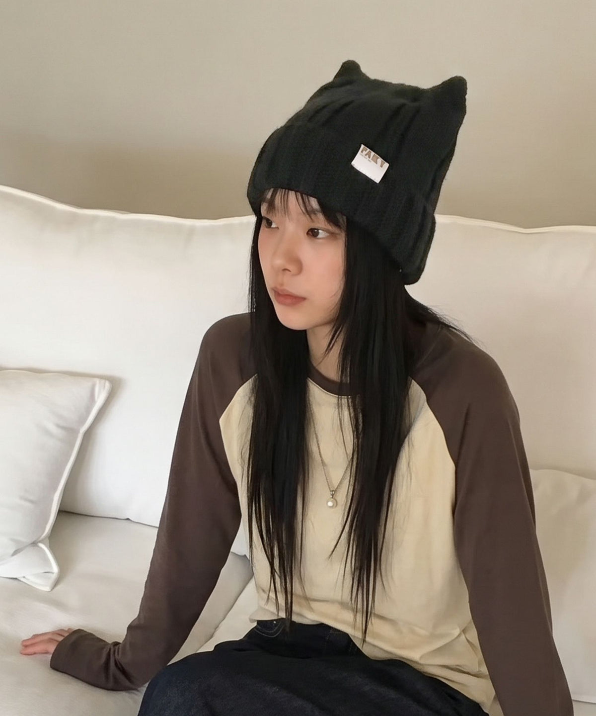aimoha/猫耳リブニットキャップ
