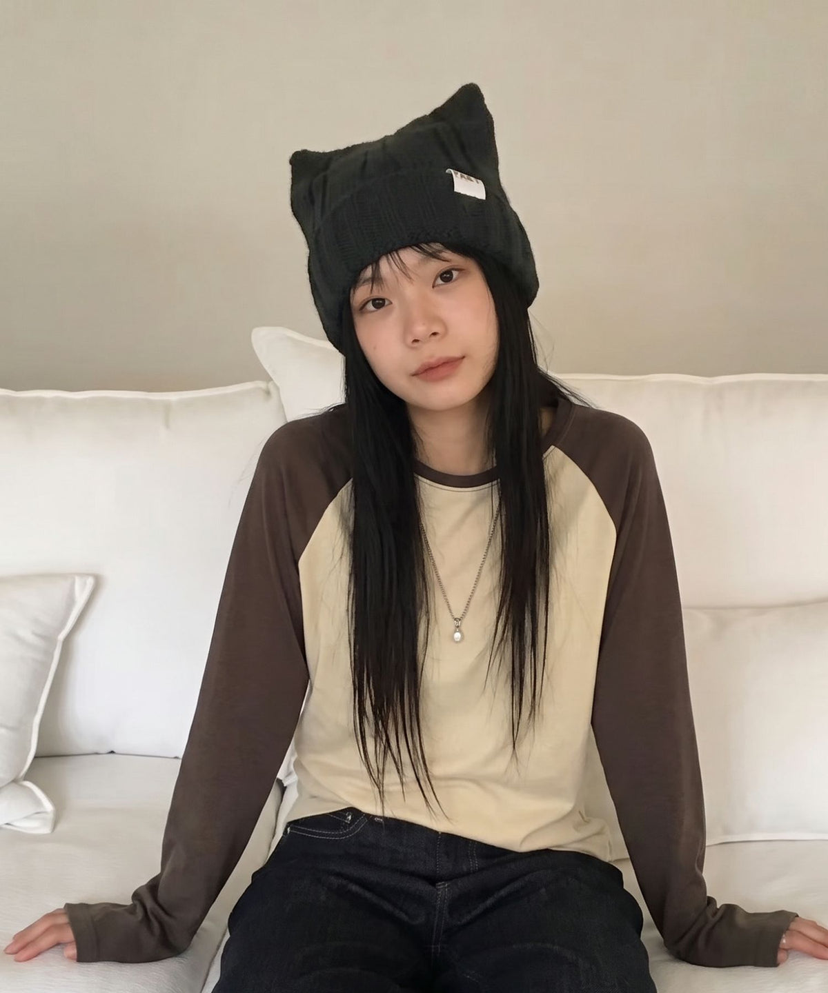 aimoha/猫耳リブニットキャップ