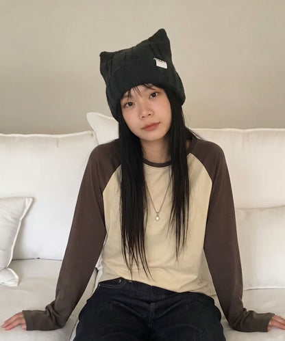 aimoha/猫耳リブニットキャップ
