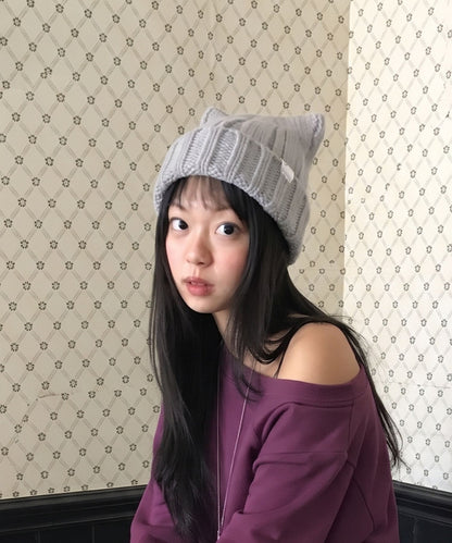 aimoha/猫耳リブニットキャップ