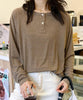 ボーダーヘンリーネック長袖Tシャツ