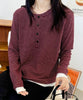 ヘンリーネックボーダー長袖Tシャツ