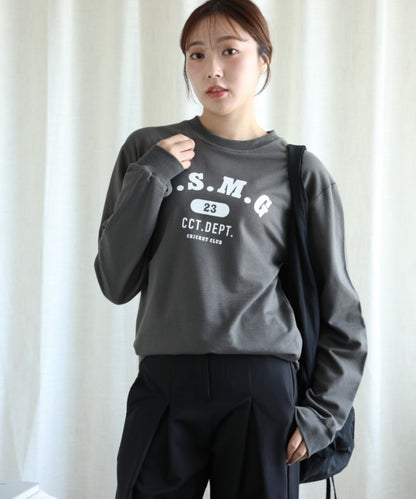 aimoha/カレッジロゴ長袖Tシャツ