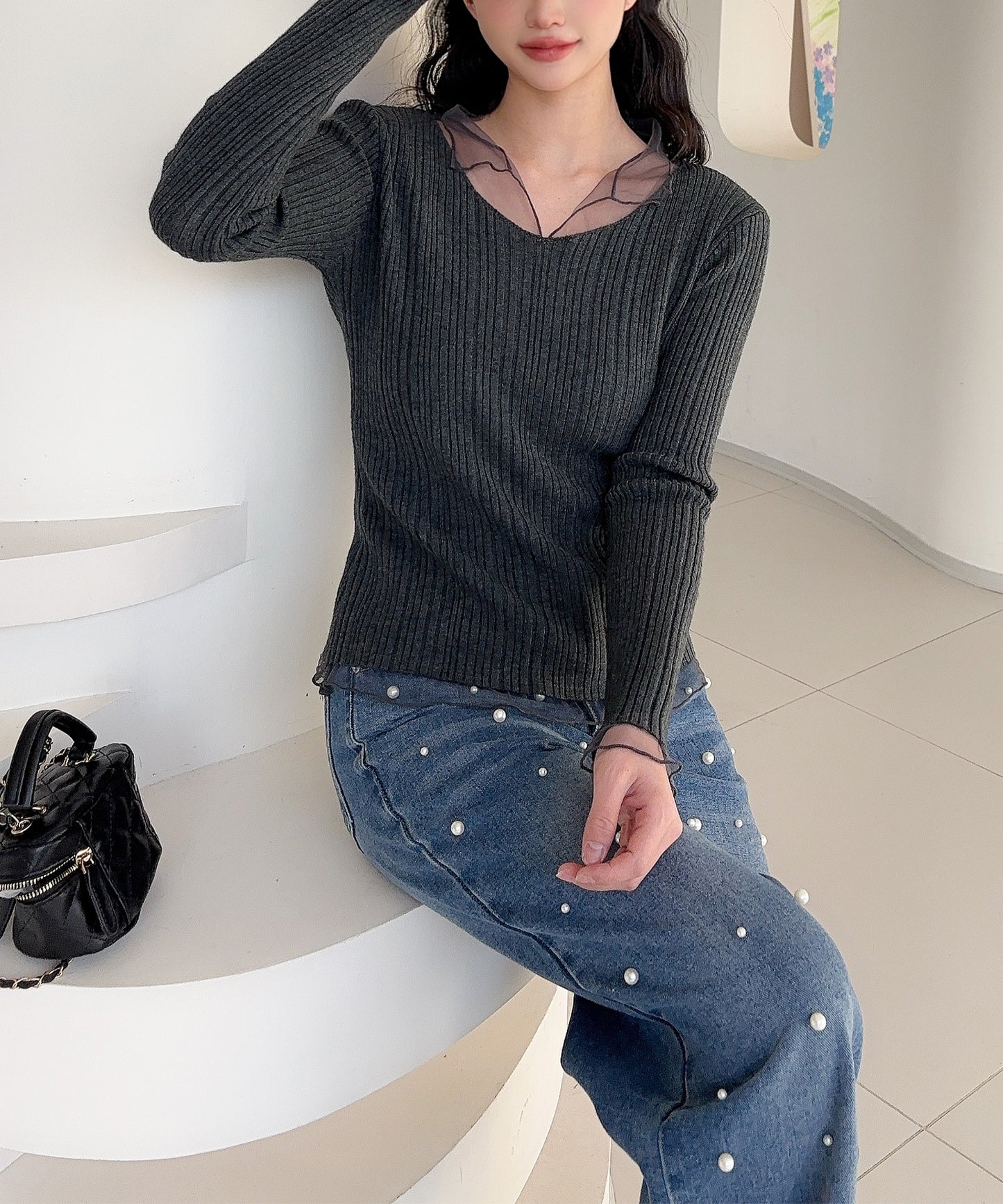 【Jasmine】レイヤード風ニットプルオーバー