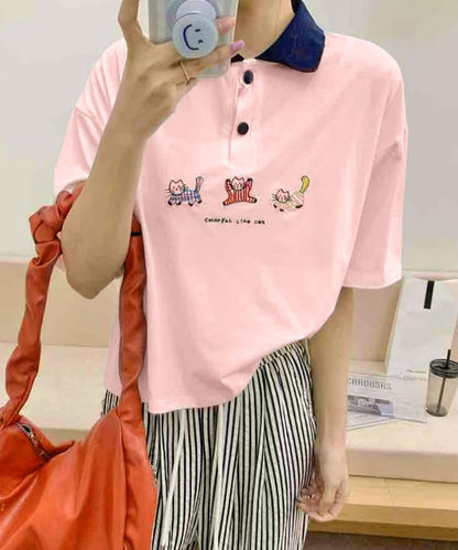 動物刺繍 コットンポロシャツ