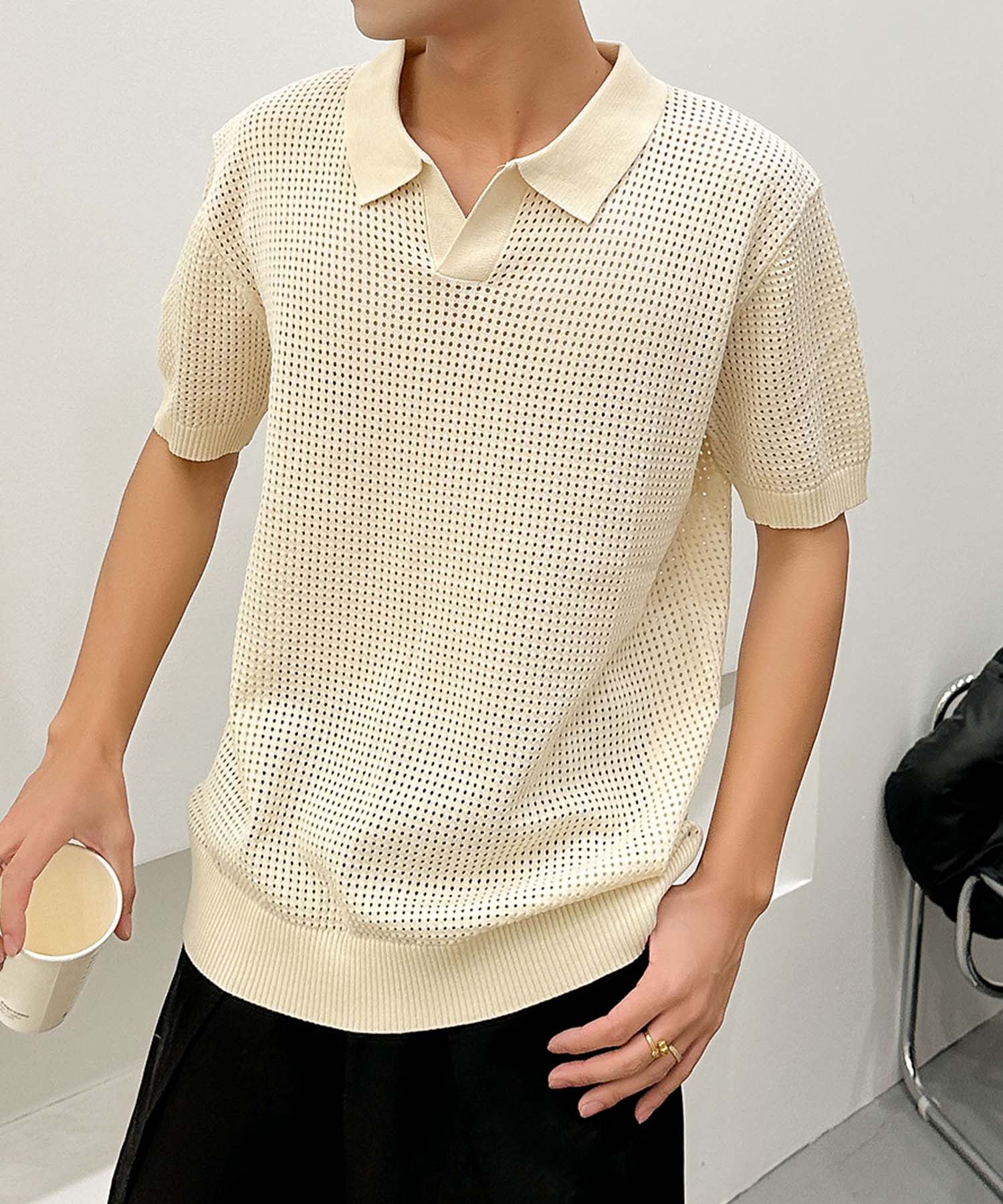 aimoha men Sheer Light Polo Top