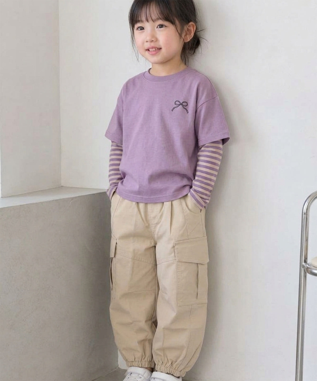 【aimoha KIDS】【90-130cm】ワイドカーゴジョガーパンツ