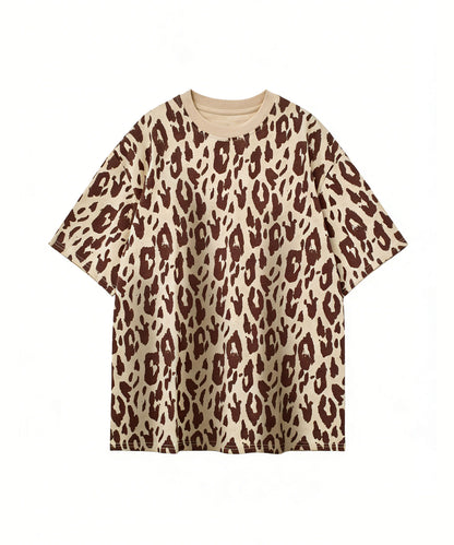 HOOK for girls　レオパード総柄 半袖Tシャツ / アニマル柄 ビッグシルエット カジュアル