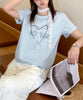 ハートプリント クルーネックTシャツ