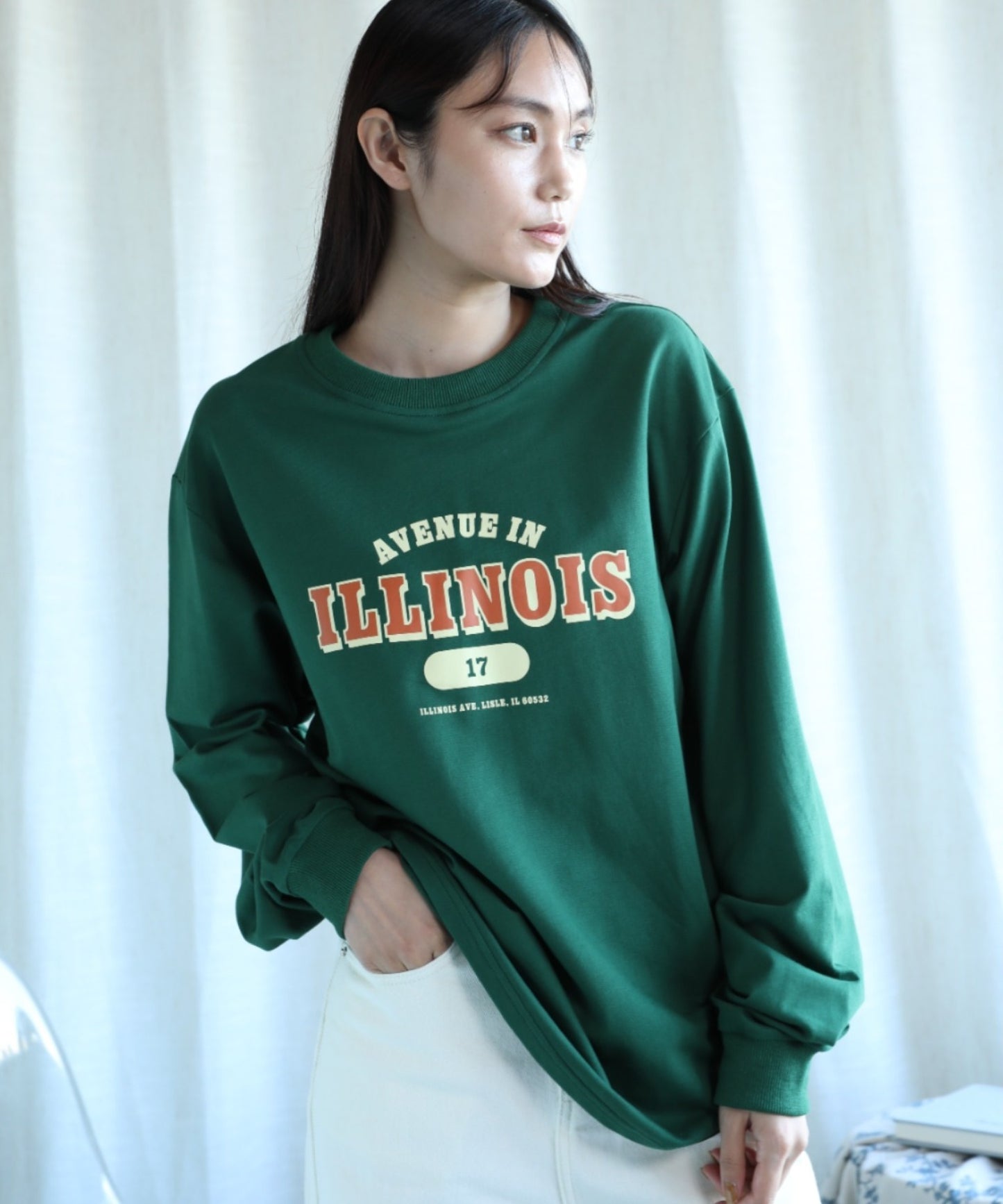 aimoha/カレッジロゴ長袖Tシャツ